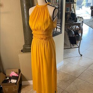 Tahari Vibrant Yellow Halter Maxi Dress